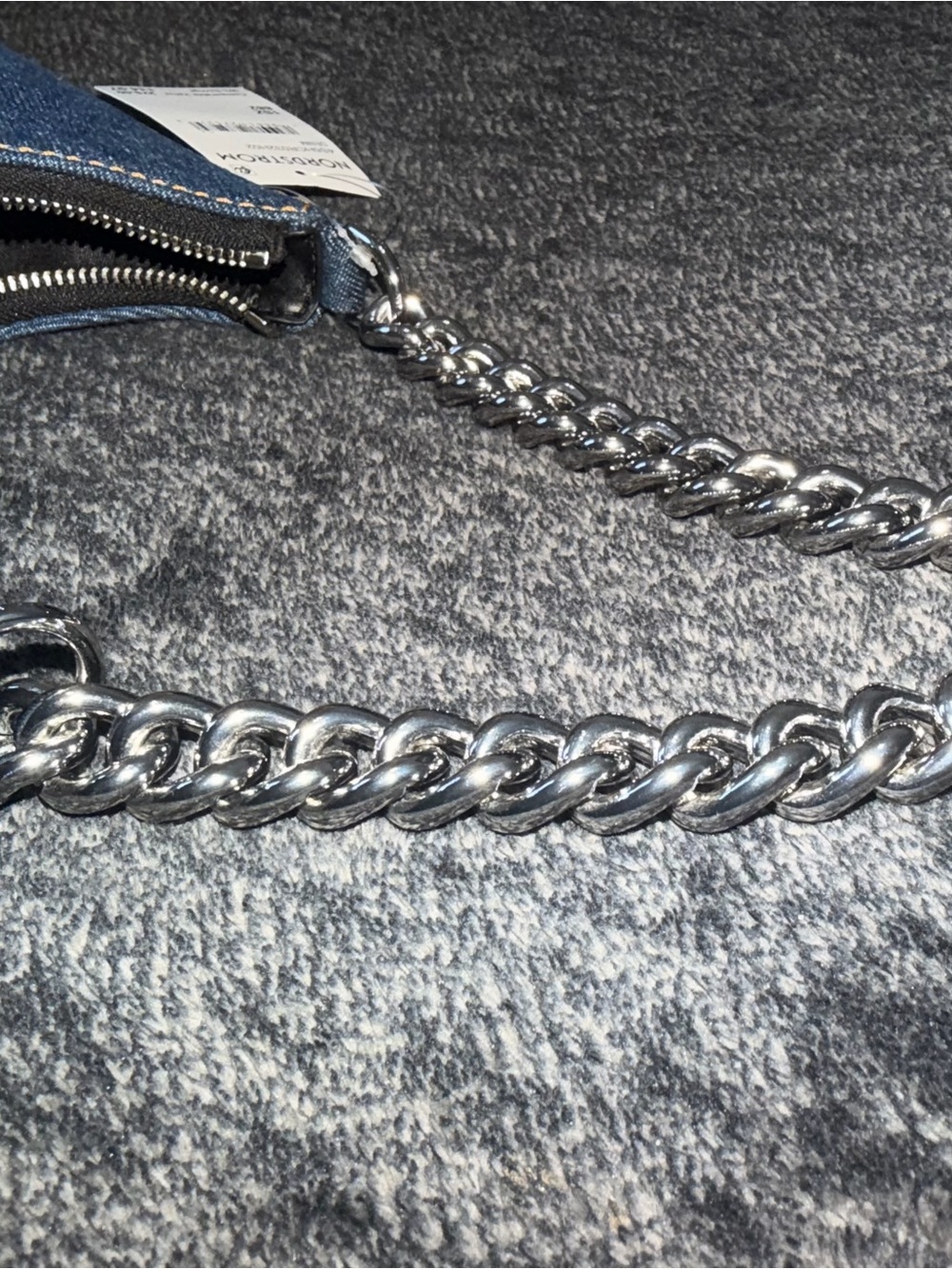 NWT Marc Jacobs Denim Crescent Shoulder Bag with Chain Strap - Picture 4 of 8
